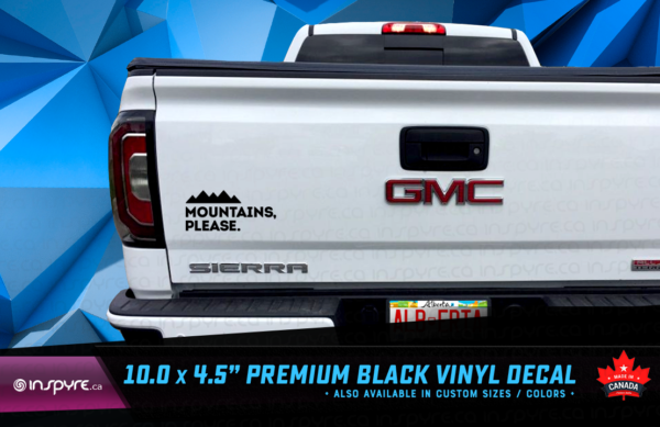 MOUNTAINS, PLEASE. Decal, Black, 10in - Image 2