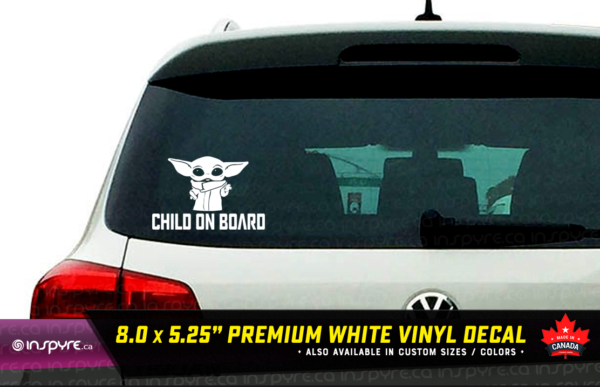 CHILD ON BOARD, Baby Yoda / The Mandalorian Decal, 8in, white. - Image 2