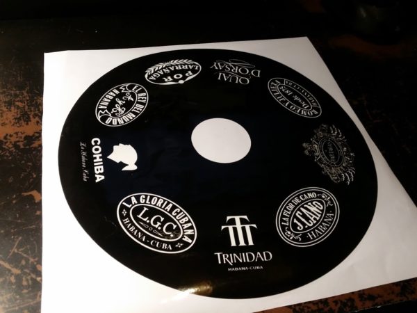 Habanos Marcas Decal for Stinky Stand Ashtray, Black w/ White Logos - Image 2