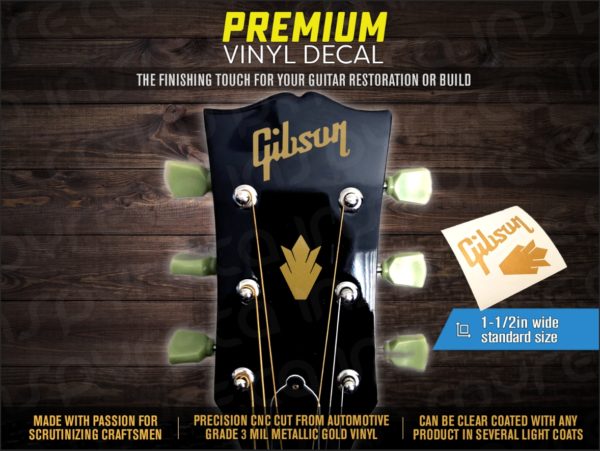 Gibson SG Les Paul GOLD headstock vinyl logo & crown decal - guitar restoration