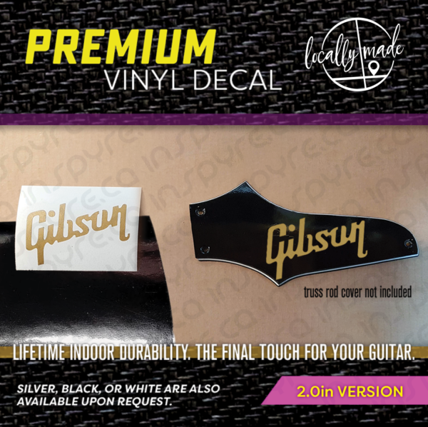 Epiphone Thunderbird to Gibson Thunderbird to gold headstock vinyl logo & overlay kit | 2.0in