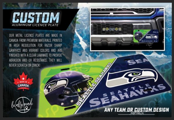 Seattle Seahawks Custom Vanity Metal Licence Plate, 12.0 x 6.0in