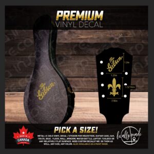 The Gibson / Fleur de Lis Gold Vinyl Decal / Sticker for Guitar / Mandolin A3 A4 1030