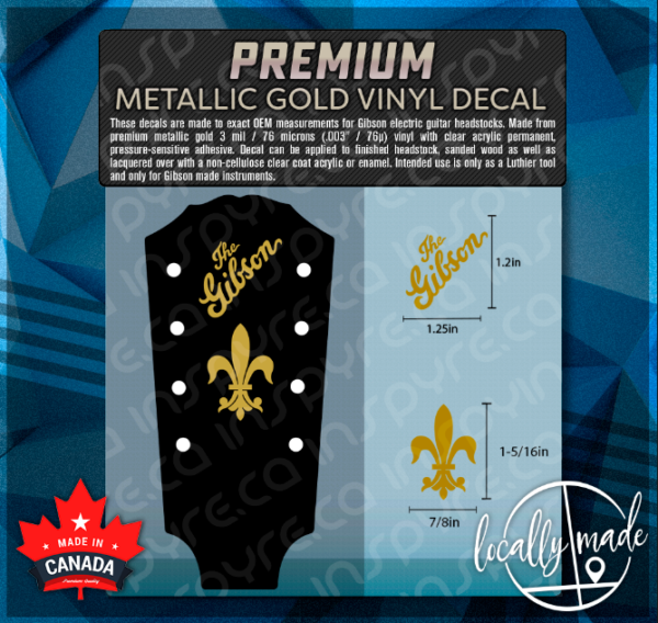 The Gibson / Fleur de Lis Gold Vinyl Decal / Sticker for Guitar / Mandolin A3 A4 1030 - Image 2