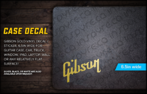 Gibson Case Decal (1950s vintage rounded G), 6.5in wide | Any Color, for Guitar Case, Vehicle, Laptop, Window