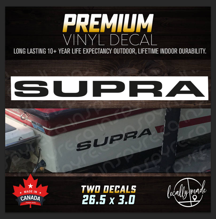 SUPRA Vintage Boat Decals, Premium Marine Grade Vinyl - inspyre design +  print