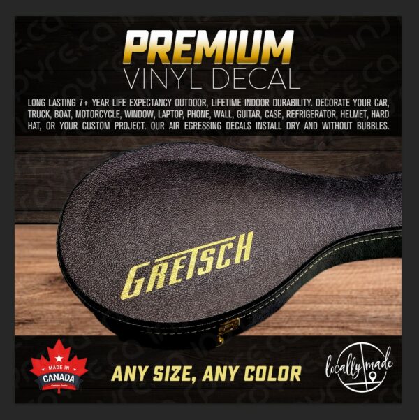 Gretsch Guitar Case Decal  - ANY COLOR / ANY SIZE - for guitar case, vehicle, window, water bottle