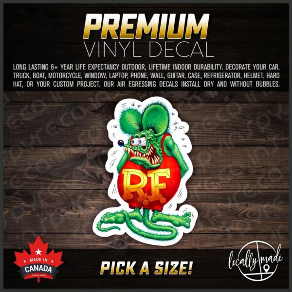 Rat Fink Premium Glossy Vinyl Decal / Sticker PICK A SIZE | Racing Auto Hot Rods