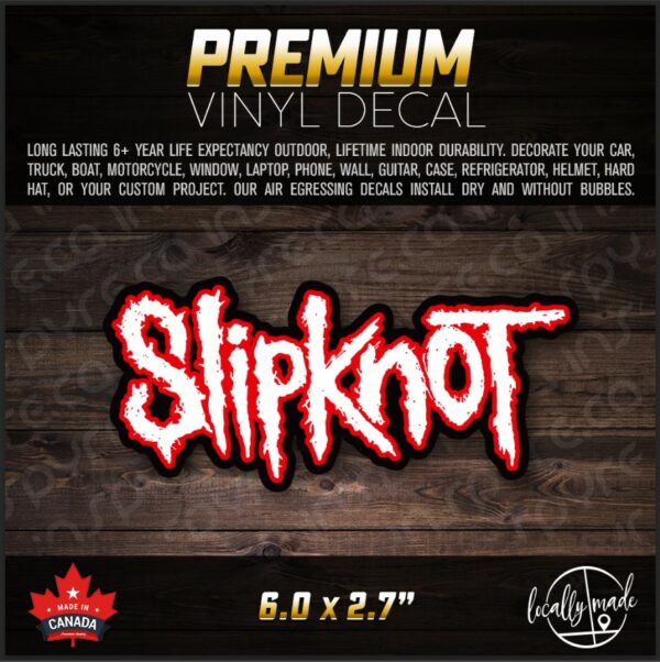 Slipknot White / Red /  Black Glossy Vinyl Decal / Sticker 6.0 x 2.8in | Rock Metal Music Maggots
