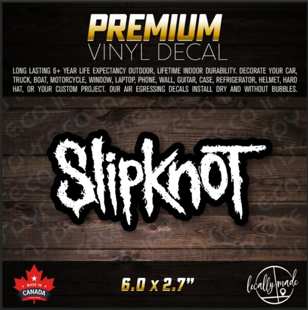 Slipknot White / Black Glossy Vinyl Decal / Sticker 6.0 x 2.8in | Rock Metal Music Maggots