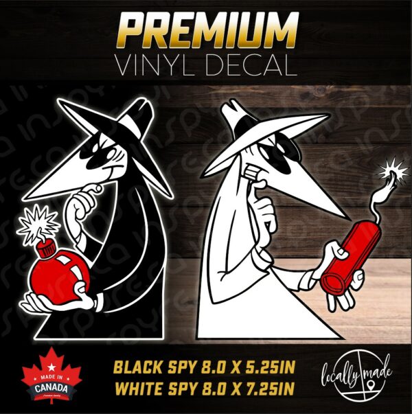 Spy vs Spy Decal / Version 2 (Black Spy w/ white outline) | 8.0in for Car Truck Window Wall Helmet Laptop Helmet Moto MX