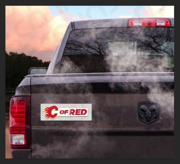 Calgary Flames C OF RED Vehicle Decal / Bumper Sticker 12.0 x 4.0in - Image 2