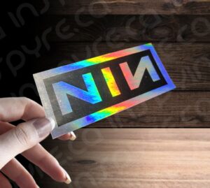 NIN Holographic Iridescent Vinyl Decal Sticker 4.5 x 2.0in | Rock Nine Inch Nails Industrial Rock