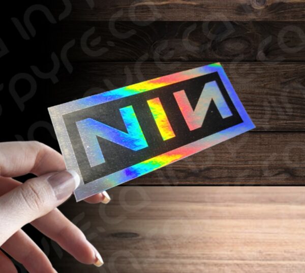 NIN Holographic Iridescent Vinyl Decal Sticker 4.5 x 2.0in | Rock Nine Inch Nails Industrial Rock
