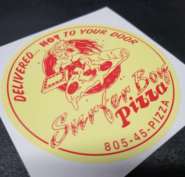 Surfer Boy Pizza Decal / Sticker 4 - 24in | Car Boat Truck Quad SxS Window Toolbox Tank Helmet Water Bottle Cosplay Custom Project | Stranger Things - Image 2