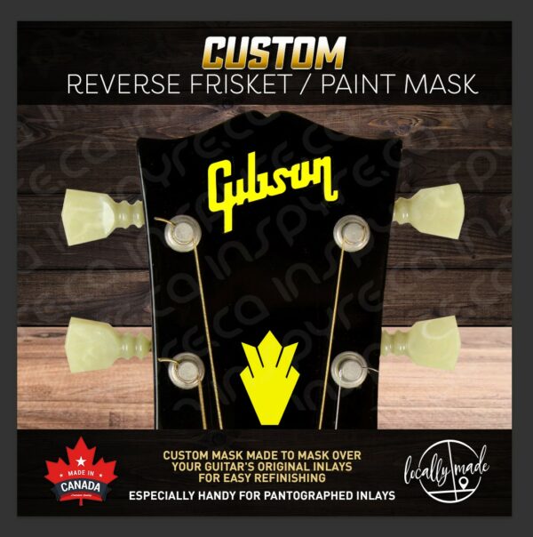 Custom Gibson Reverse Frisket / Paint Mask for Guitar Headstock Refinishing / Luthier Tool | 1969 EB-3 - Image 2