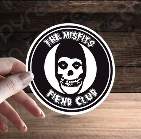 MISFITS FIEND CLUB Black / White Glossy Vinyl Decal / Sticker 3.5in | Punk Rock Hardcore Horror Alternative Music