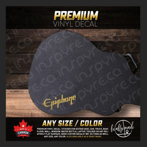 Epiphone Case Decal - ANY SIZE / COLOR - for Guitar Cases, Windows, Vehicles, Laptops