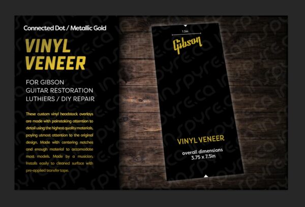 Gibson Connected Dot Headstock Veneer / Overlay | Black / Gold