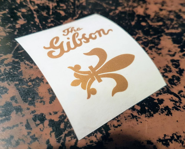 The Gibson and Fleur de Lis GOLD Vinyl Decal Sticker or Frisket for Mandolin Headstock Model A3 A4 1030 - Image 3