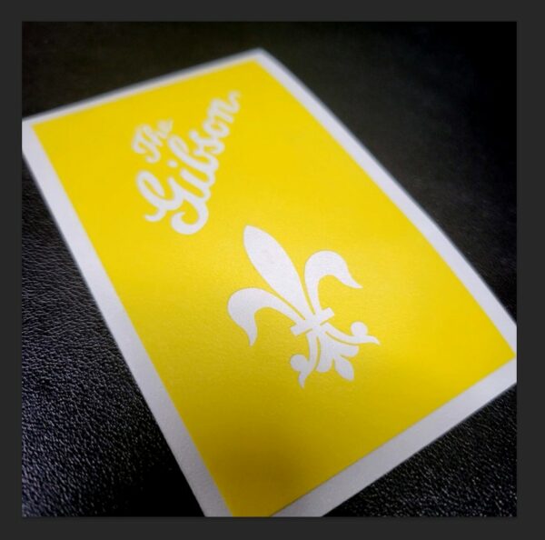 The Gibson and Fleur de Lis GOLD Vinyl Decal Sticker or Frisket for Mandolin Headstock Model A3 A4 1030 - Image 4
