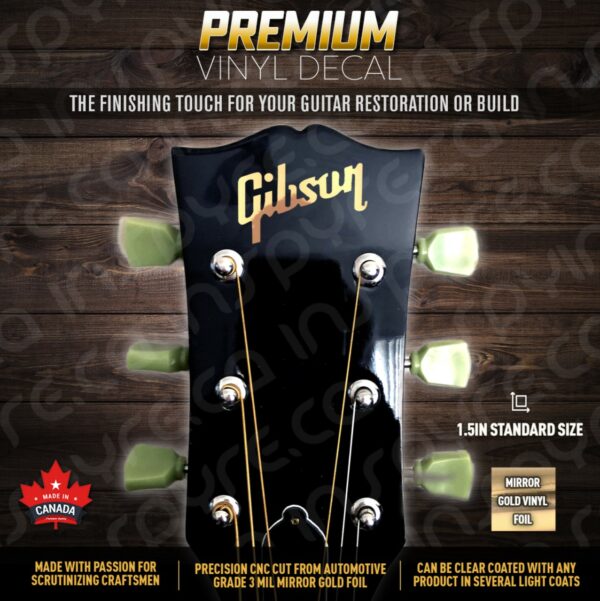 Gibson Headstock Decal | Standard Size 1.5in | MIRROR GOLD - Image 3
