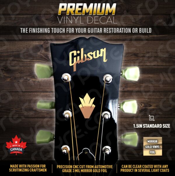 Gibson SG Logo and Crown Headstock Decal | Standard Size 1.5in | MIRROR GOLD