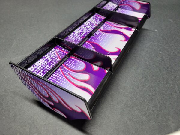 Losi TLR 5ive-B Spoiler Wing Decal / Sticker Wrap | Purple Pink Flames Dots - Image 3