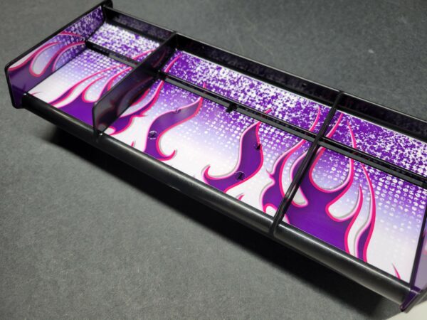 Losi TLR 5ive-B Spoiler Wing Decal / Sticker Wrap | Purple Pink Flames Dots - Image 4