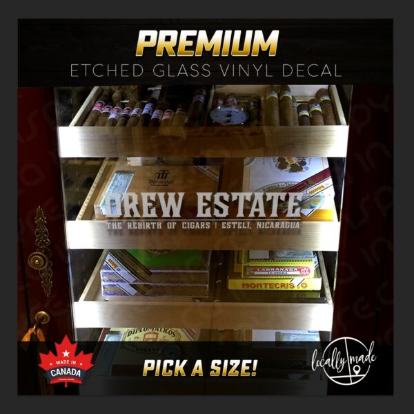 DREW ESTATE - THE REBIRTH OF CIGARS Etched / Frosted Vinyl Decal for Humidor - Pick a Size