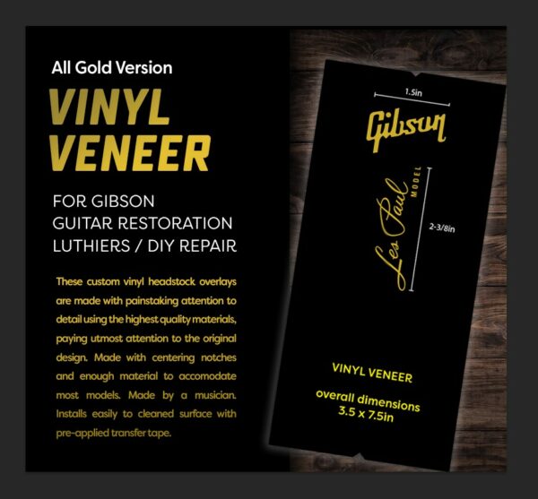 Gibson Les Paul Model Headstock Veneer / Overlay - All Gold version