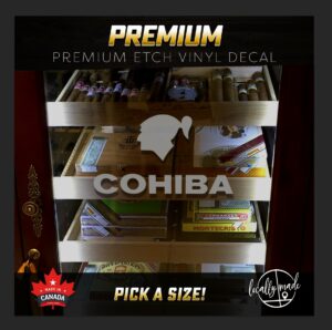 COHIBA Etch / Frosted Decal / Sticker for Cigar Humidor Wineador | ANY SIZE