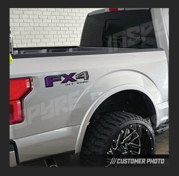 Ford F-150 Custom PURPLE / GRAY FX-4 FX4 Off Road Decals / Stickers Truck Box / Bed Side | Set of 2 | Made in Canada - Image 2