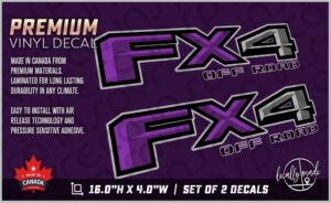 Ford F-150 Custom PURPLE / GRAY FX-4 FX4 Off Road Decals / Stickers Truck Box / Bed Side | Set of 2 | Made in Canada