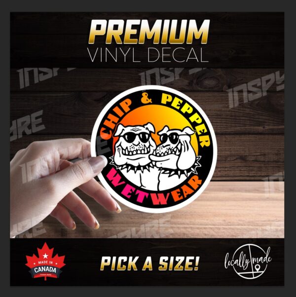 Chip and Pepper 3.5in Glossy Vinyl Decal / Sticker | Vintage Canadiana Tie Dye Water Bottle Window Case Tool Box Sticker