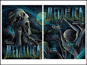 Metallica Edmonton Matching Poster Set Night 1 & Night 2 YELLOW Variant |  2024 M72 Tour Commonwealth Stadium | 18x24in