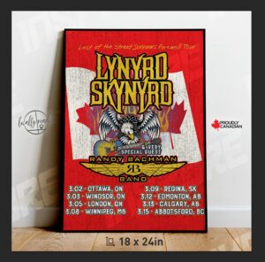 Lynyrd Skynyrd Canadian Tour Poster w/ Randy Bachman 2018 • Last of the Street Survivors 18x24in