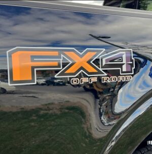 Ford F-150 Custom ORANGE / GRAY FX-4 Off Road Decals / Stickers for Truck Box / Bed Side | Set of 2