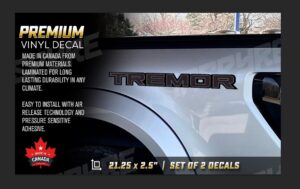 Ford F-150 Custom TREMOR GREY / BLACK *No Bevel* Decals / Stickers Truck Ford F-150 TREMOR Custom GREY / BLACK *No Bevel* Decals / Stickers Truck Decals / Bed Side, Set of 2