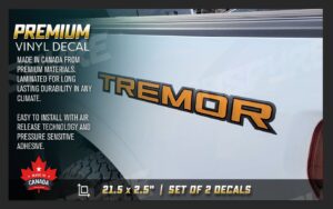 Ford TREMOR Custom ORANGE / GREY / BLACK Decals / Stickers Truck Box / Bed Side, Set of 2 (Copy)