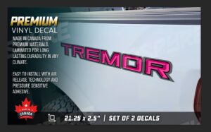 Ford TREMOR Custom PINK / GREY / BLACK Decals / Stickers Truck Box / Bed Side, Set of 2