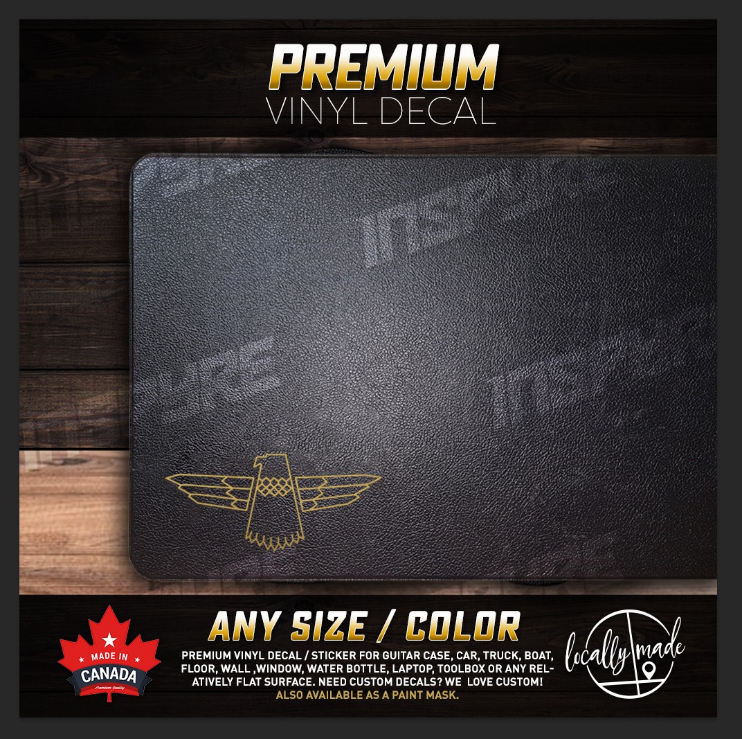 Thunderbird Guitar Case Decal / Sticker for Vehicle Window Laptop Wall | ANY SIZE or COLOR (Outline Version)