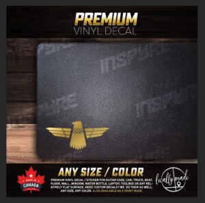 Thunderbird Guitar Case Decal / Sticker for Vehicle Window Laptop Wall | ANY SIZE or COLOR (SOLID Version)